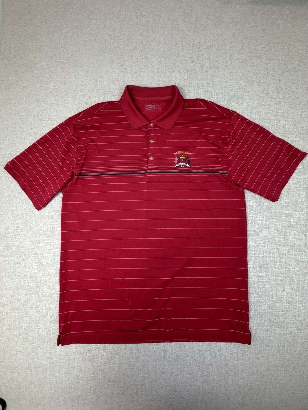 Nike Golf Dri-FIT Ryder Cup Valhalla Polo Mens XL Red Striped USA Embroidered